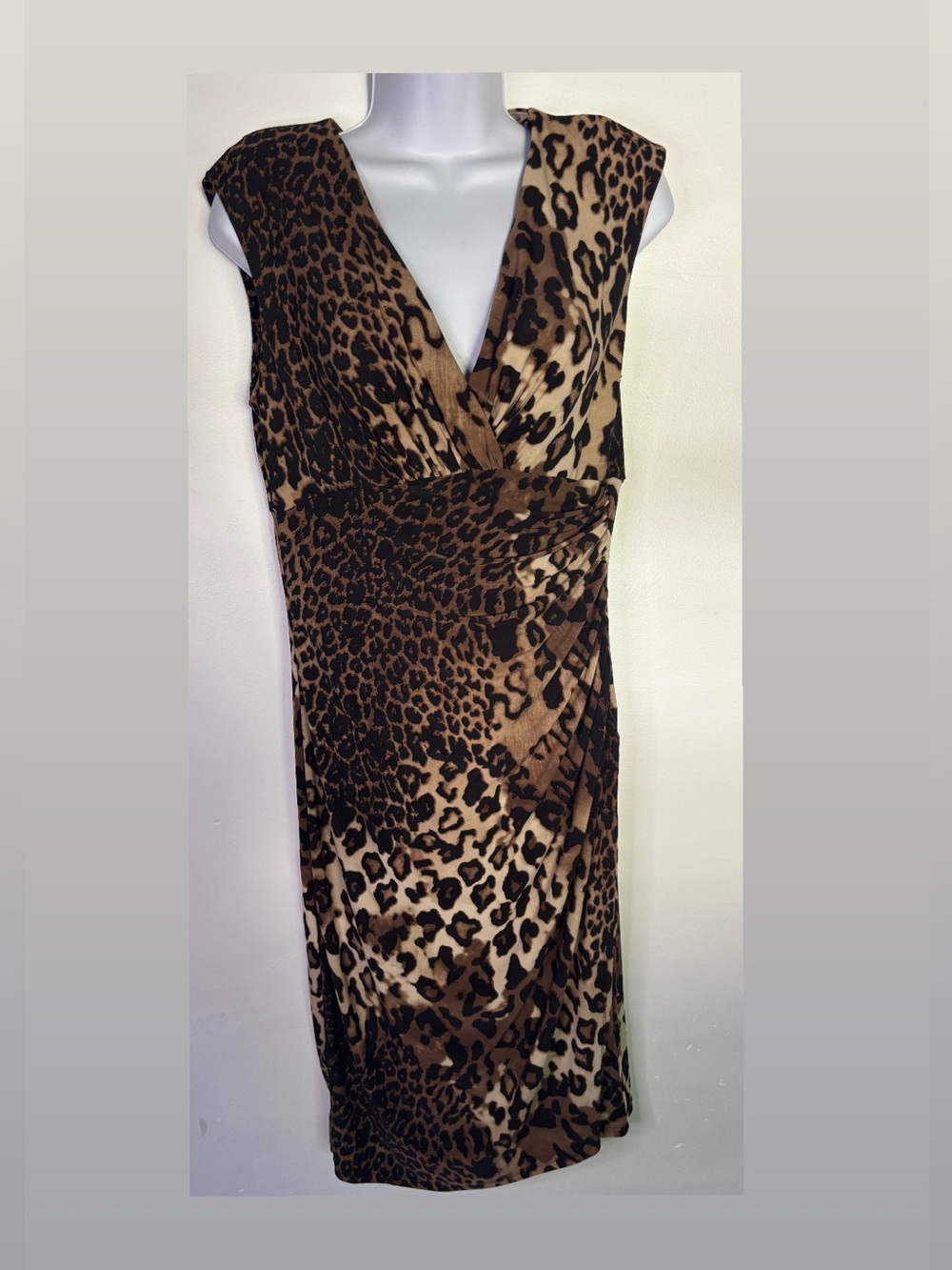 Lauren Ralph Lauren Leopard Animal Print Faux-Wrap Dress - Size 8